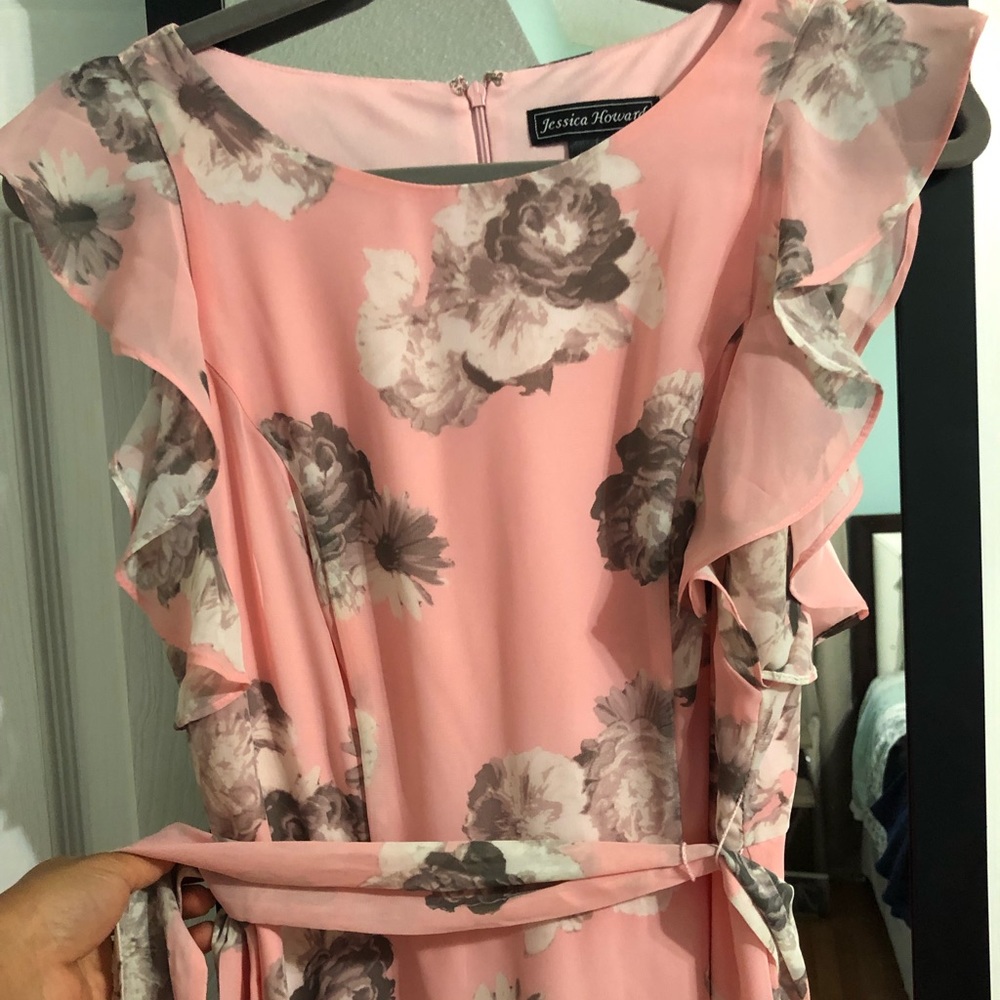 Pink and grey flower dress